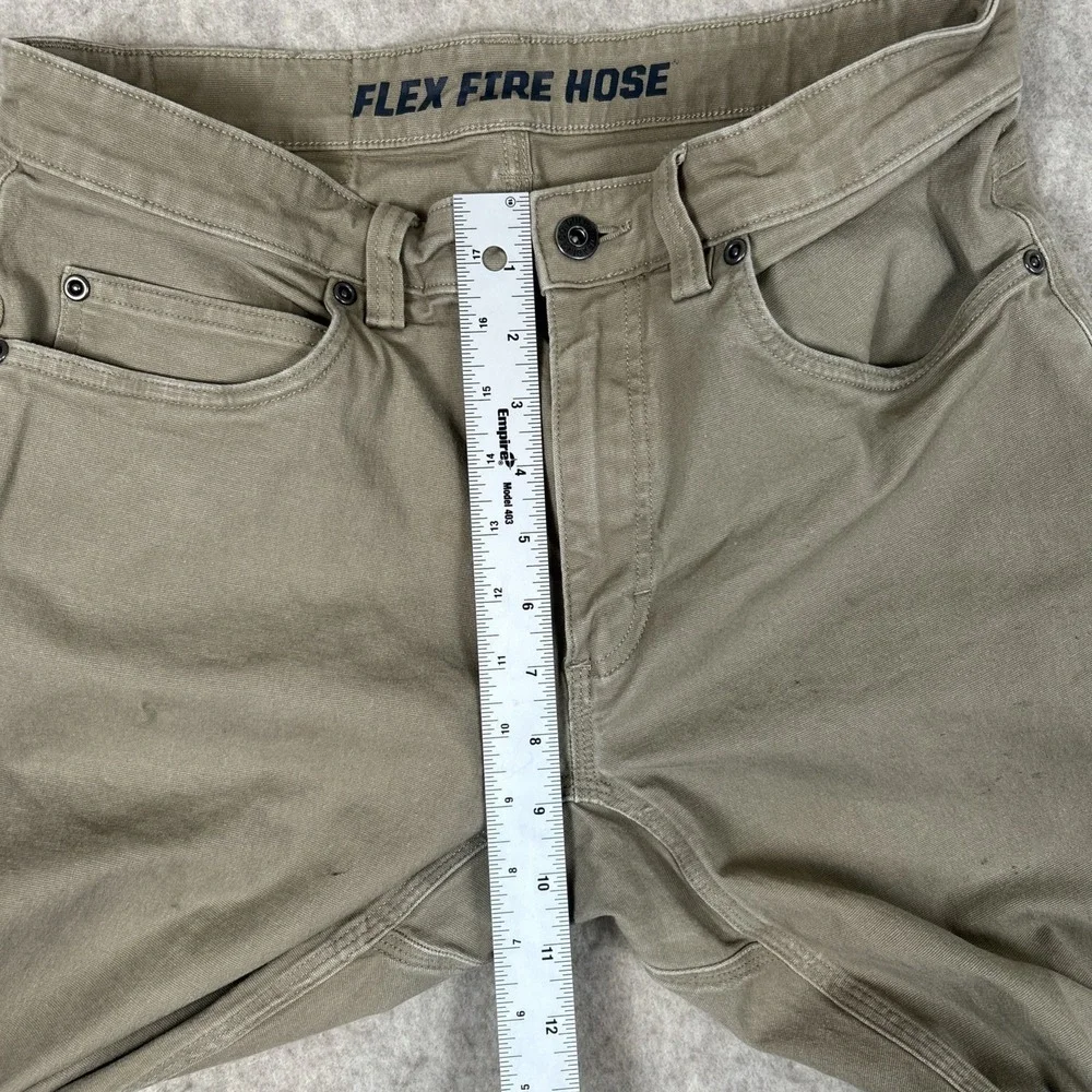 Duluth Trading Flex Fire Hose Pants Mens 32x30 Khaki Slim Fit Work Jeans
